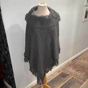 Jaclyn Smith Charcoal Cable Knit Poncho